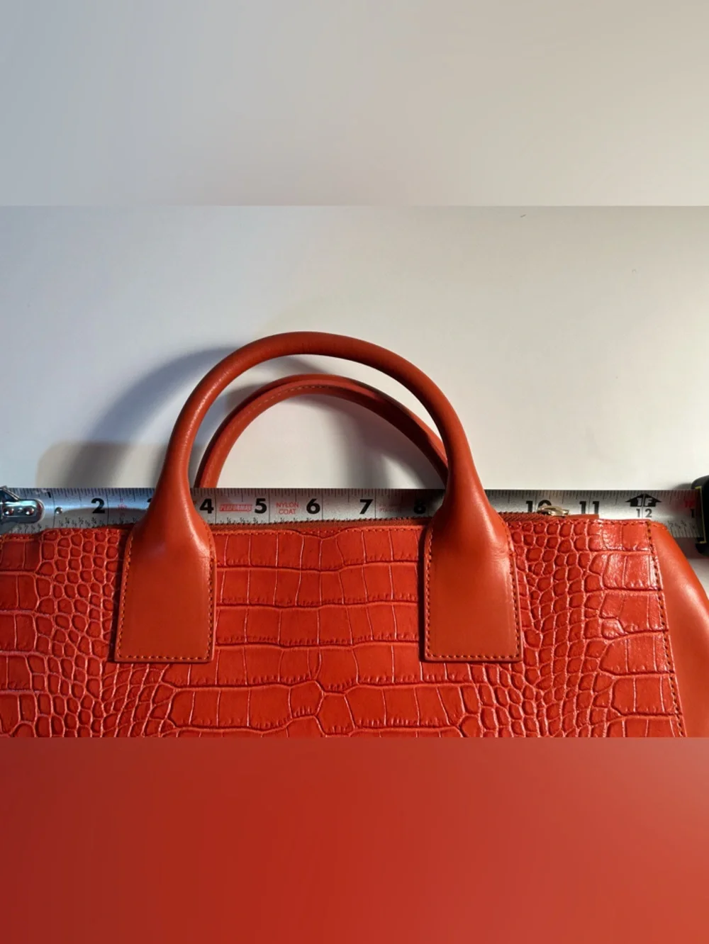 Teddy Blake Orange Croc-Embossed Leather Satchel Purse - Picture 7 of 10